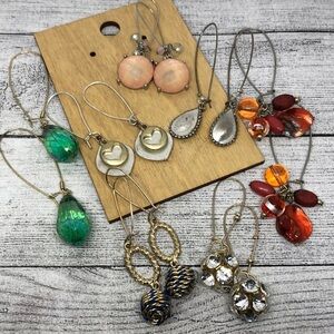 Bundle lot 7 long fun statement earrings variety boho dressy dangle drop